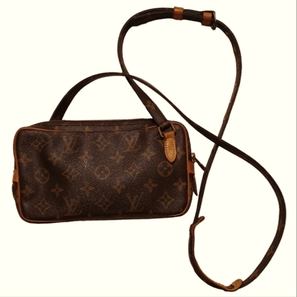 ✨️LOUIS VUITTON MONOGRAM  POCHETTE MARLY BANDOULIÈRE CROSSBODY - Picture 9 of 12